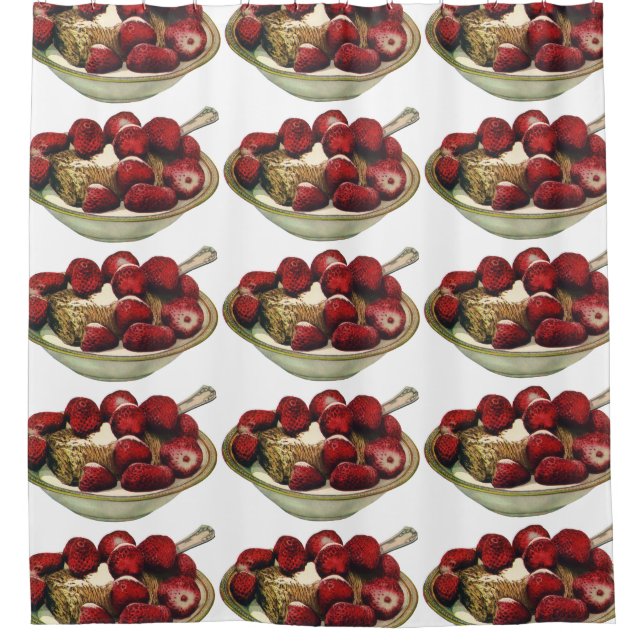 Vintage Food Healthy Breakfast Cereal Strawberries Shower Curtain (Front)