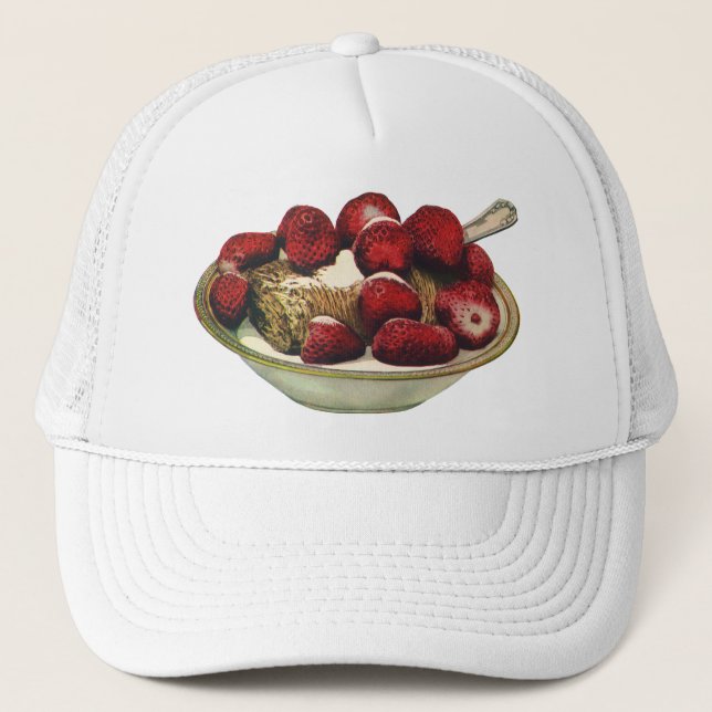 Vintage Food Healthy Breakfast Cereal Strawberries Trucker Hat (Front)