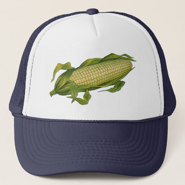 Vintage Food, Healthy Vegetables, Corn on the Cob Trucker Hat (Front)