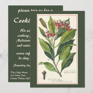 Vintage Food Herbs Spices, Cloves Plant Invitation