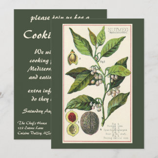 Vintage Food Herbs Spices, Nutmeg Plant Party Invitation