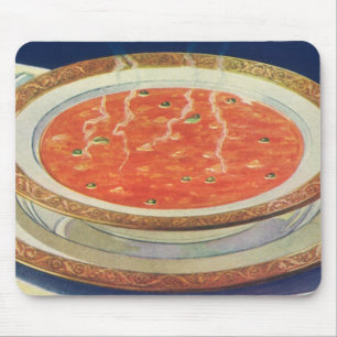 Vintage Food, Hot Bowl of Tomato Soup with Peas Mouse Pad