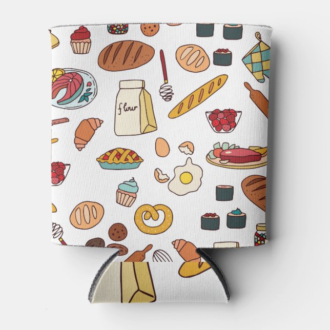 Vintage food illustrations: seamless pattern. can cooler (Front)