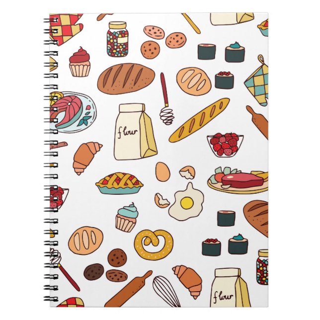 Vintage food illustrations: seamless pattern. notebook (Front)