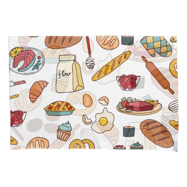 Vintage food illustrations: seamless pattern. pillowcase (Front)