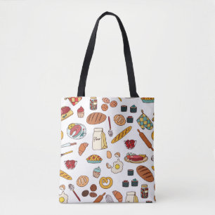 Vintage food illustrations: seamless pattern. tote bag