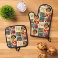 Vintage Food Labels Colourful Pattern