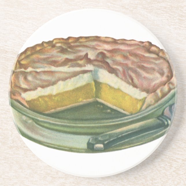Vintage Food, Lemon Meringue Pie Dessert Coaster (Front)