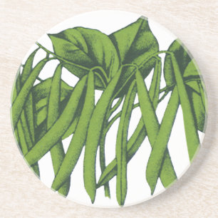 Vintage Food, Organic Green Beans Vegetables Coaster
