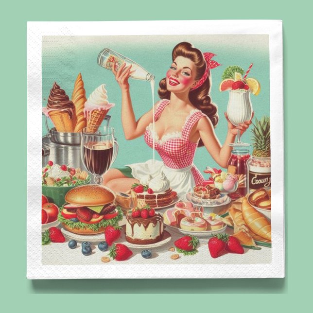 Vintage Food Pin-Up Illustration Napkin (Creator Uploaded)