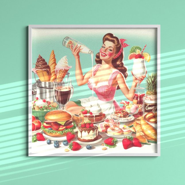 Vintage Food Pin-Up Illustration Poster (Creator Uploaded)