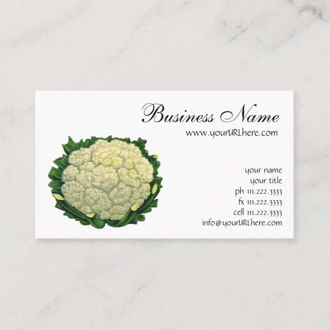 Vintage Food Vegetables Veggies Cauliflower Business Card (Front)