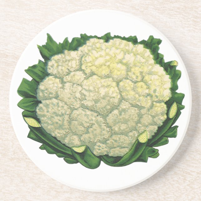 Vintage Food Vegetables Veggies Cauliflower Coaster (Front)