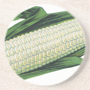 Vintage Food Vegetables White Corn on the Cob Coaster