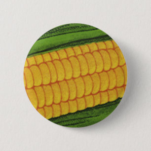 Vintage Food Vegetables; Yellow Corn on the Cob 6 Cm Round Badge
