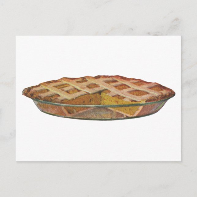 Vintage Foods, Dessert, Thanksgiving Pumpkin Pie Holiday Postcard (Front)