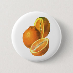 Vintage Foods, Fruit Organic Fresh Healthy Oranges 6 Cm Round Badge