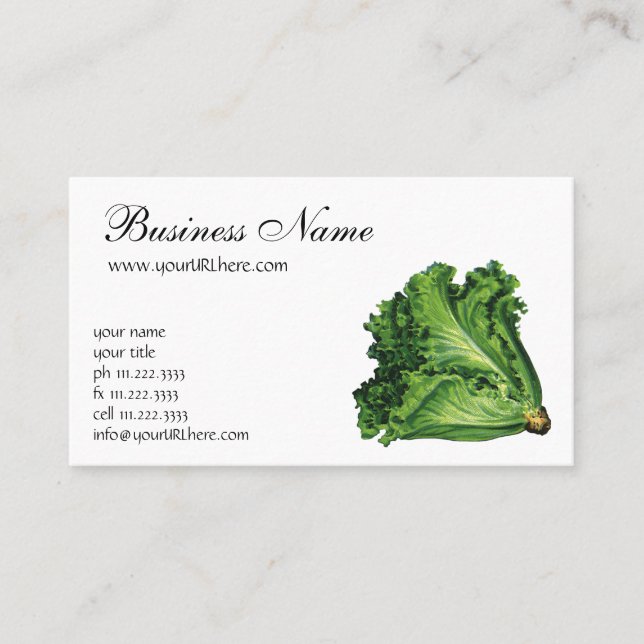 Vintage Foods, Green Leaf Lettuce Vegetables Business Card (Front)