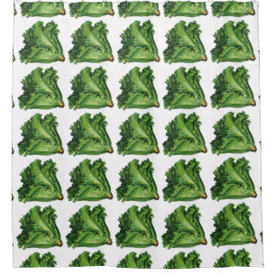 Vintage Foods, Green Leaf Lettuce Vegetables Shower Curtain