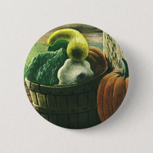 Vintage Foods, Winter Squash, Pumpkin and Apples 6 Cm Round Badge