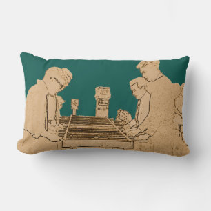 VINTAGE FOOSBALL FUZBOLL PHOTO ART TABLE FOOTBALL LUMBAR CUSHION