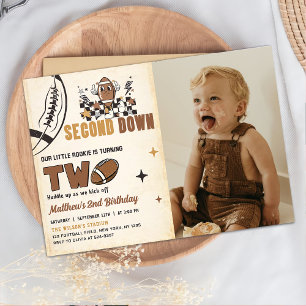 Vintage Football 2nd Birthday Photo Invitation