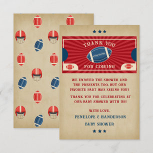 Vintage Football Baby Shower Thank You Card