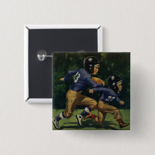 Vintage Football, Children, Boys Playing Sports 15 Cm Square Badge