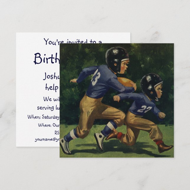 Vintage Football, Children, Boys Playing Sports  Invitation (Front/Back)