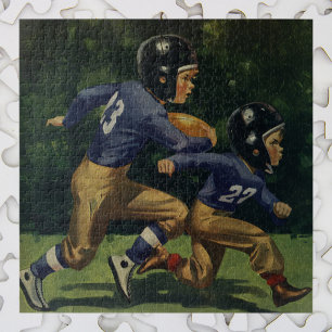 Vintage Football, Children, Boys Playing Sports  Jigsaw Puzzle