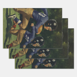 Vintage Football, Children, Boys Playing Sports Wrapping Paper Sheet