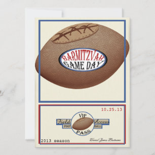 Vintage Football Field Pass Bar Mitzvah Invitation