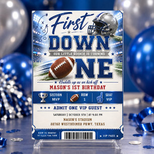 Vintage Football First Down Birthday Invitation