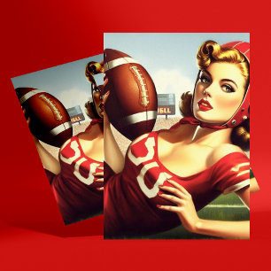 Vintage Football Girl Postcard