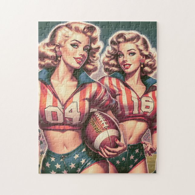 Vintage Football Girls Jigsaw Puzzle (Vertical)