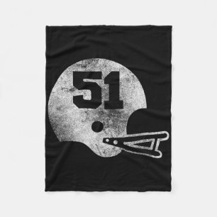 Vintage Football Jersey Number 51 Player Number Fleece Blanket