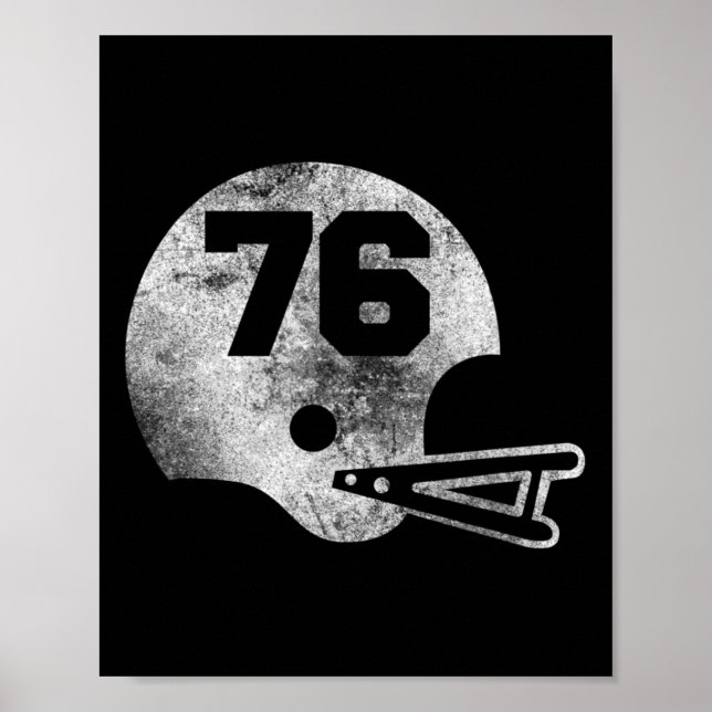 Vintage Football Jersey Number 76 Player Number  Poster (Front)