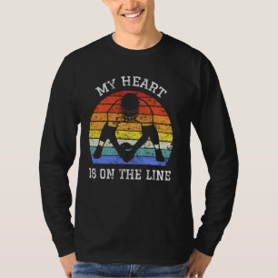 Vintage Football My Heart Is On The Line Offensive T-Shirt