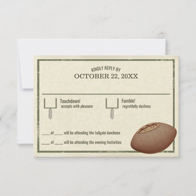 Vintage Football Pass Bar Mitzvah Reply Card (Front)