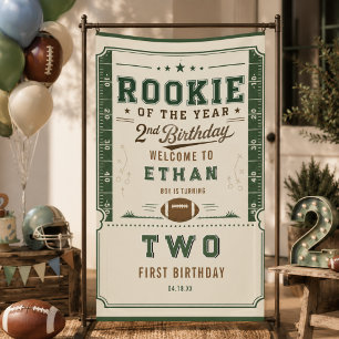 Vintage Football Rookie 2nd Birthday baby boy Banner