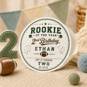 Vintage Football Rookie 2nd Birthday baby boy Classic Round Sticker