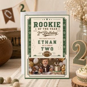 Vintage Football Rookie 2nd Birthday baby boy Invitation