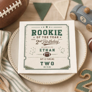 Vintage Football Rookie 2nd Birthday baby boy Napkin