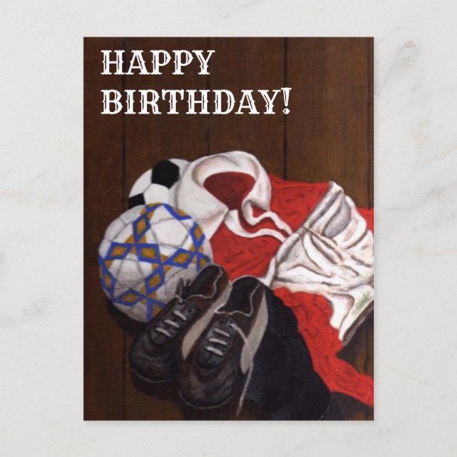 Vintage Football Soccer Painting Birthday Card (Front)