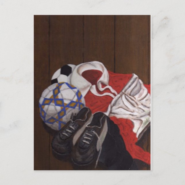 Vintage Football Soccer Painting Postcard (Front)