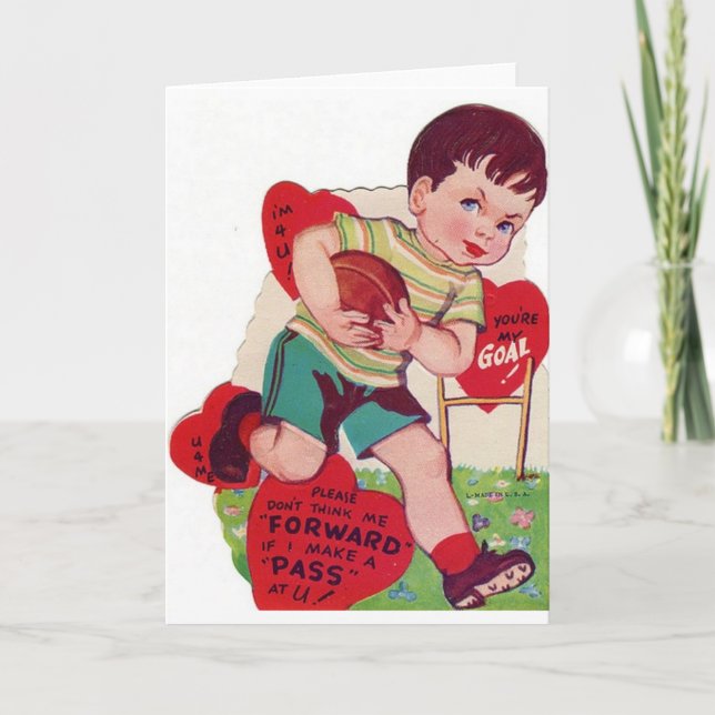 Vintage Football Valentine's Day Card (Front)
