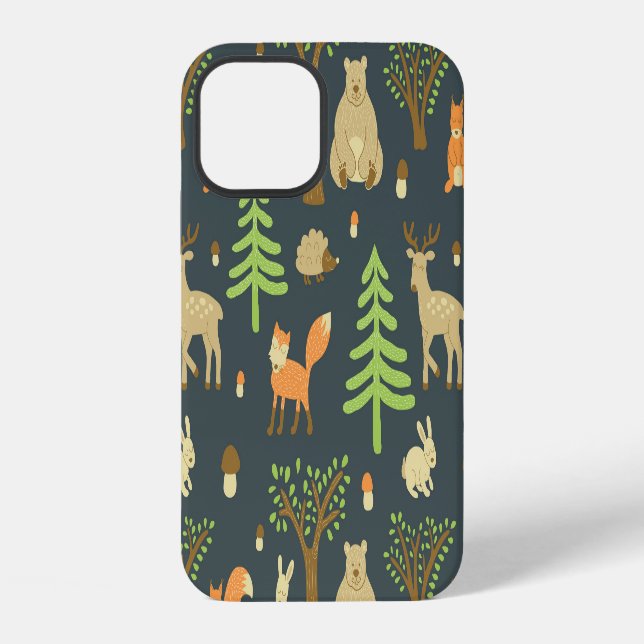 Vintage Forest Animals, Children's Pattern. iPhone Case (Back)