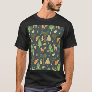 Vintage Forest Animals, Children's Pattern. T-Shirt