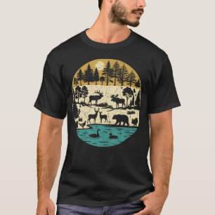 Vintage Forest Animals Hunting Wildlife Woodland T-Shirt