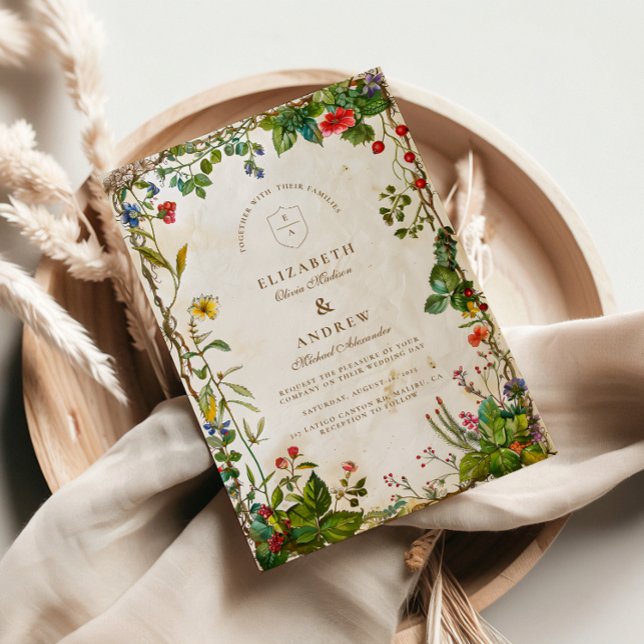 Vintage Forest Berry Wedding Invitation (Creator Uploaded)